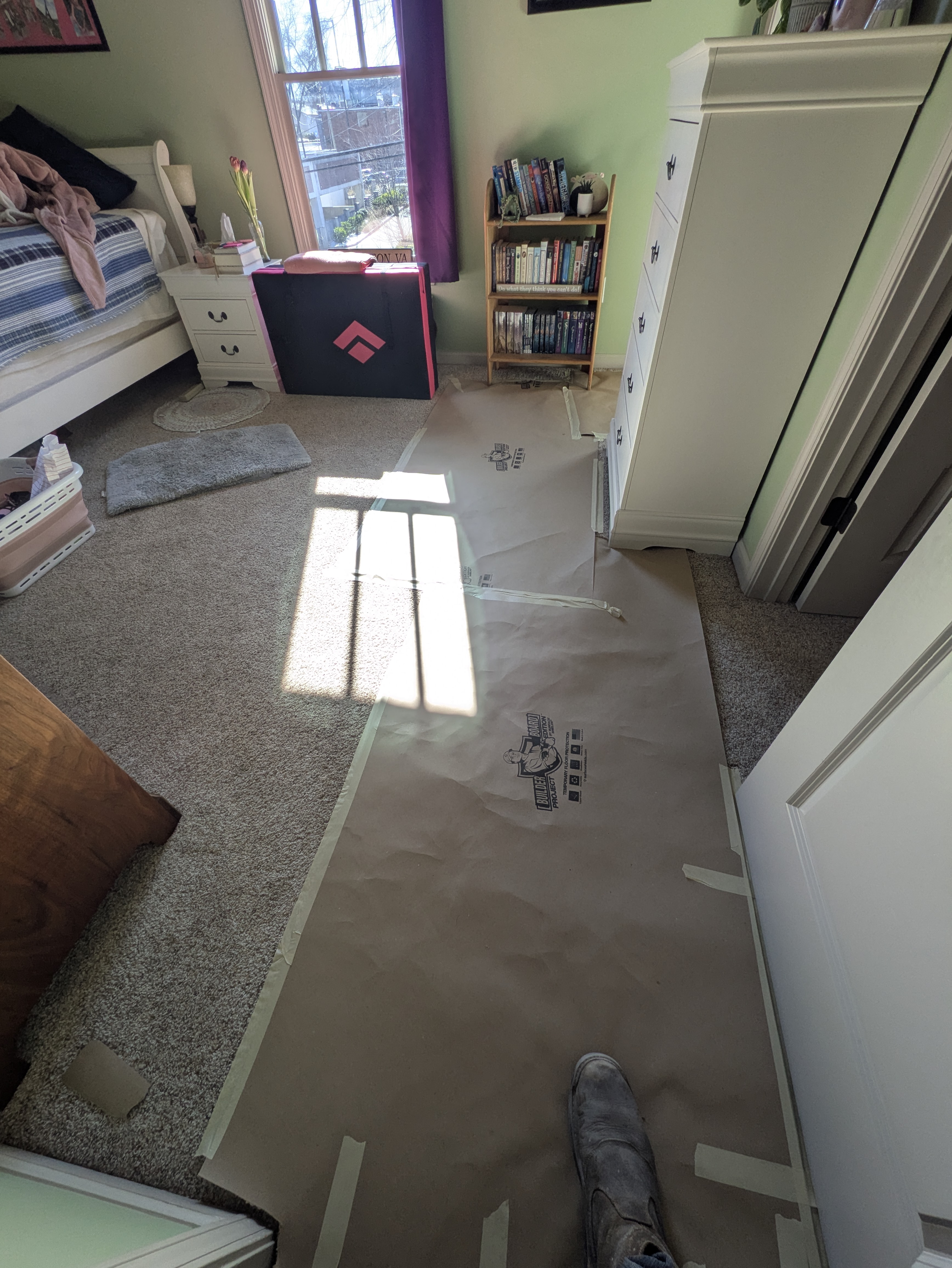 Staging area for tools and materials in a Normaltown renovation